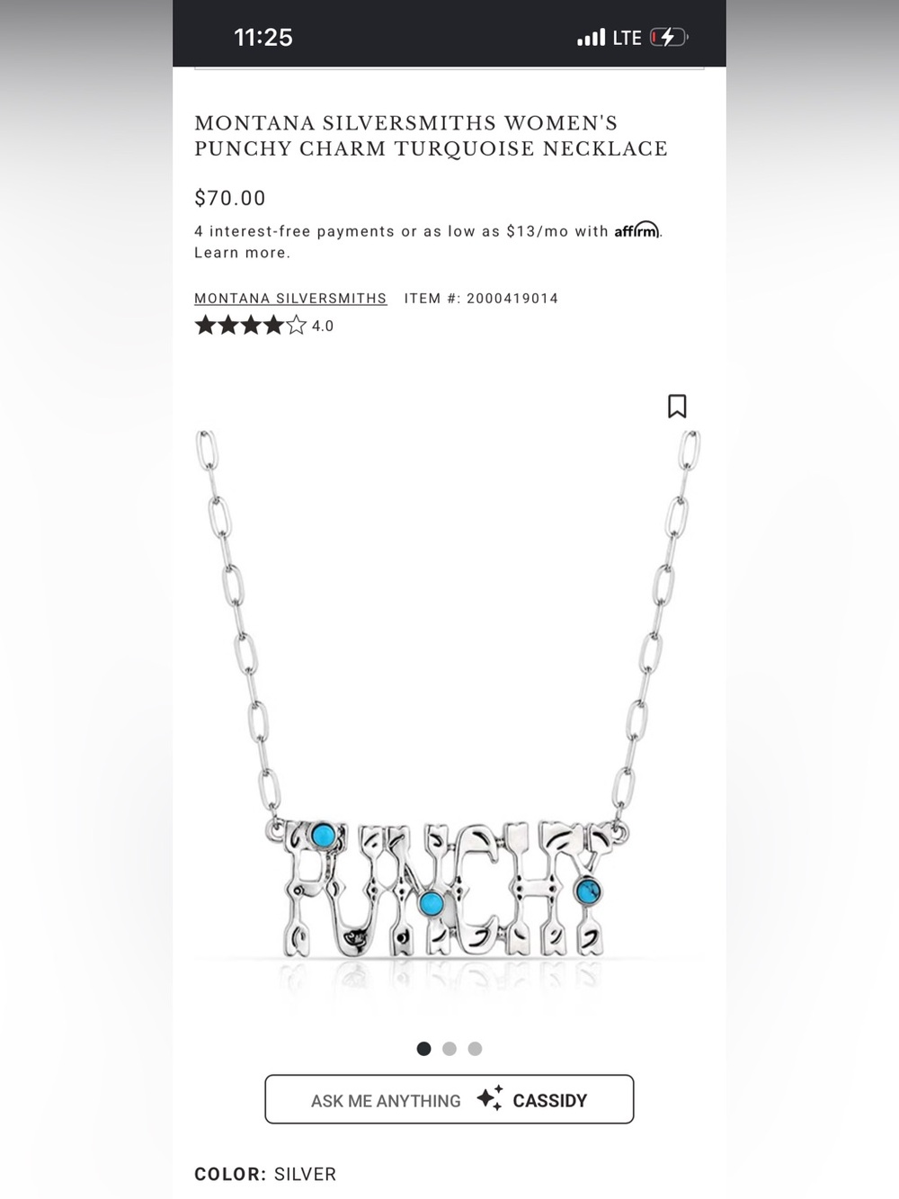 MONTANA SILVERSMITHS WOMEN'S PUNCHY CHARM TURQUOISE NECKLACE